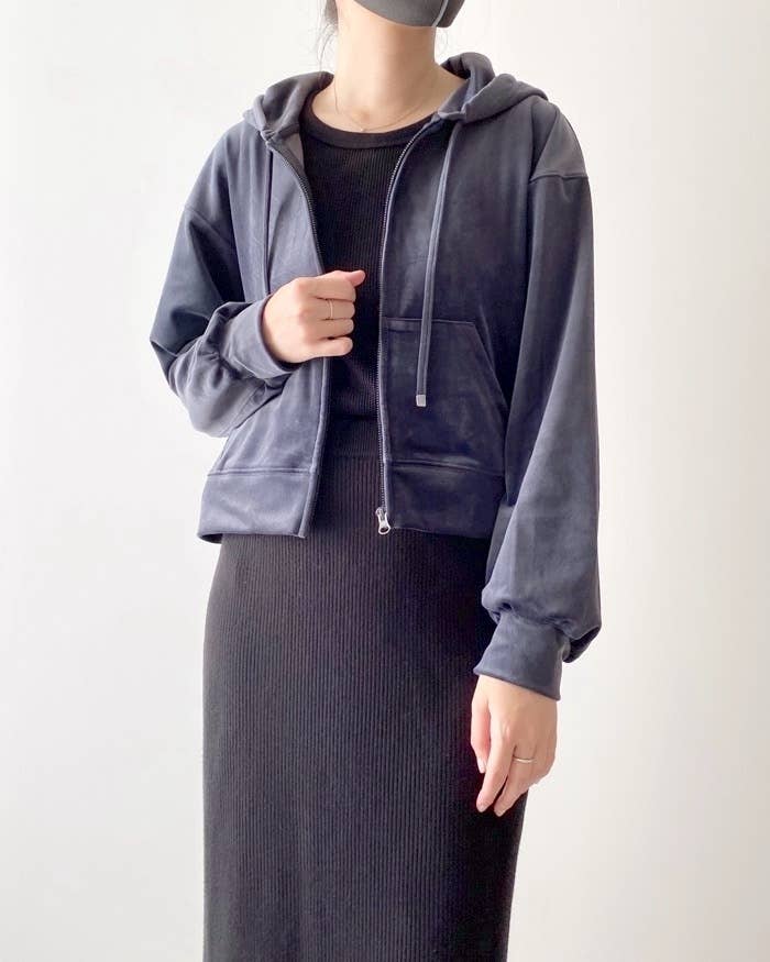 GUのオススメの商品「ベロアフルジップパーカ(長袖)+E(セットアップ可能)」