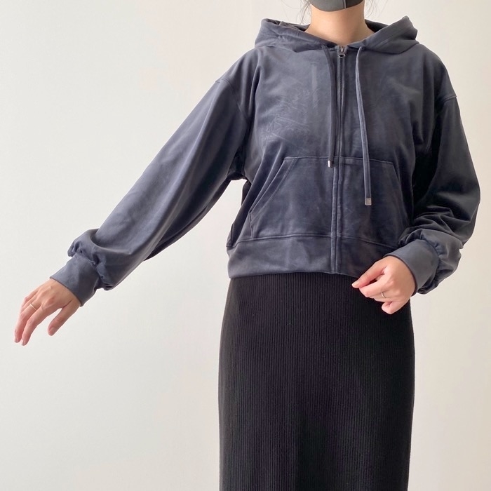 GUのオススメの商品「ベロアフルジップパーカ（長袖）+E（セットアップ可能）」