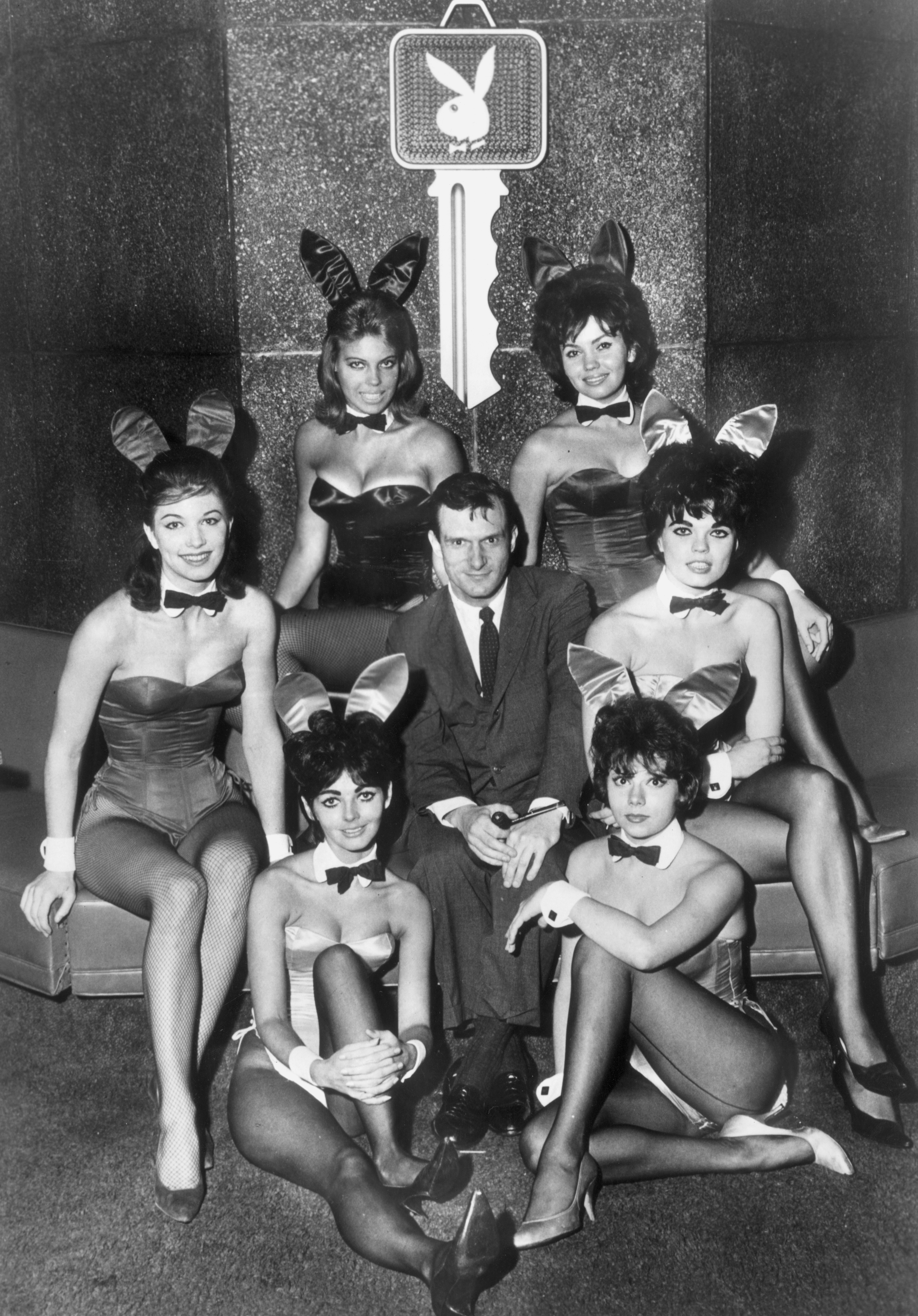 Hugh with Playboy bunnies