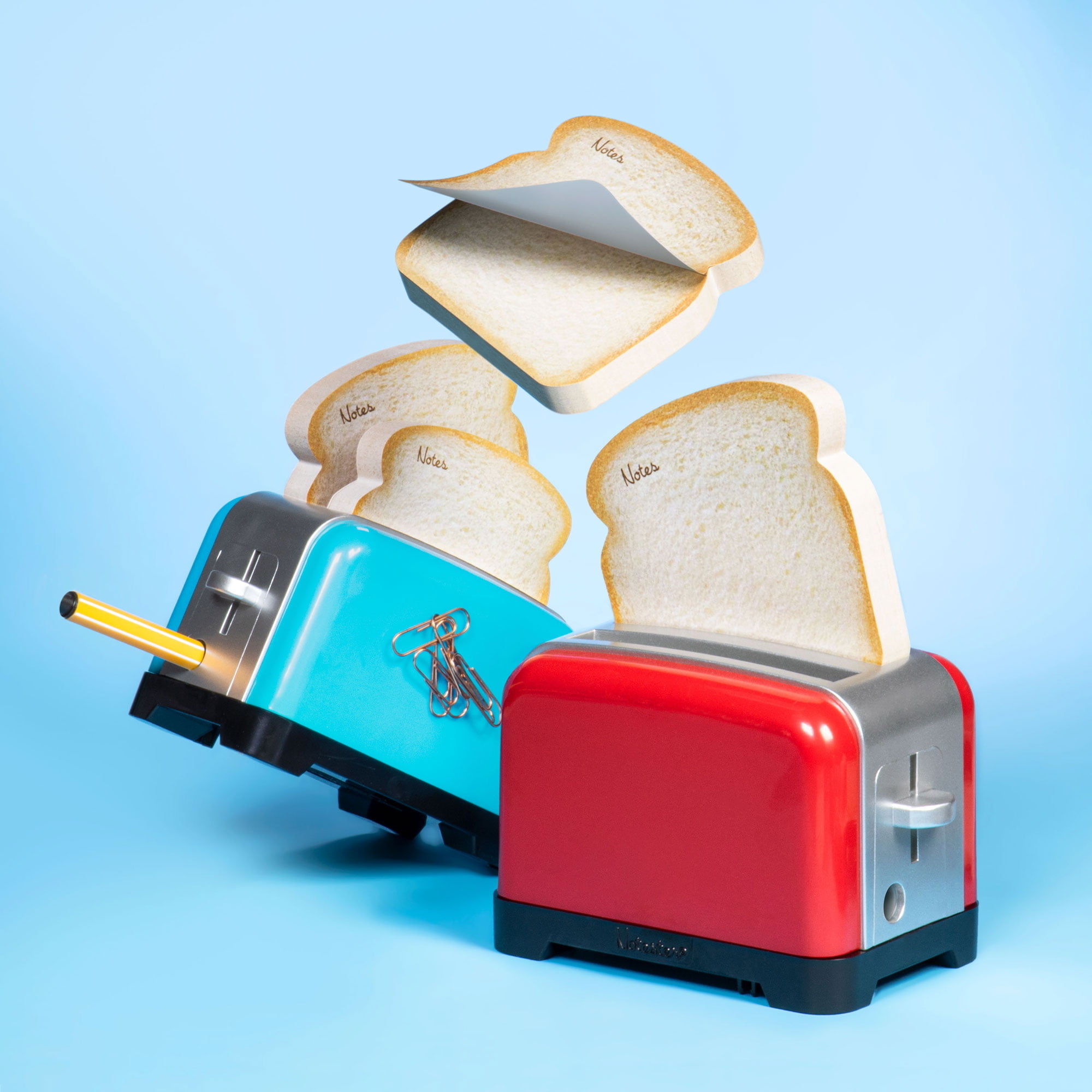 the toaster organizer in red and in blue