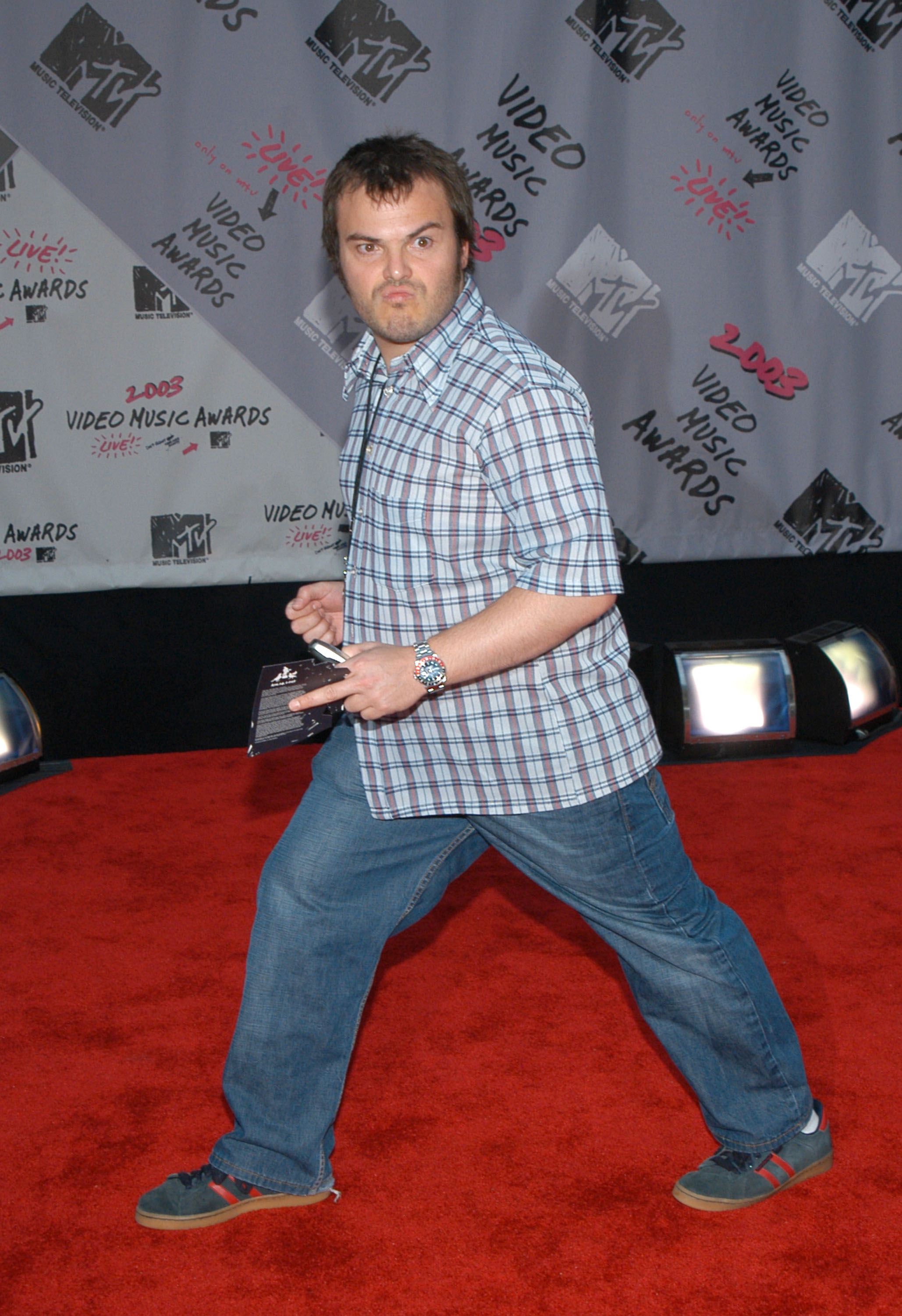 him goofing off on the red carpet