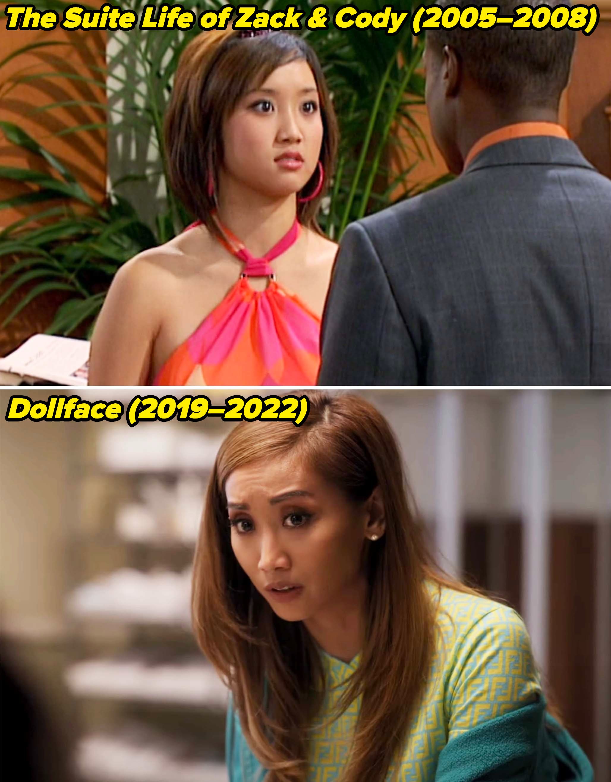 Brenda in The Suite Life of Zack &amp;amp; Cody from 2005–2008 ad in Dollface from 2019–2022