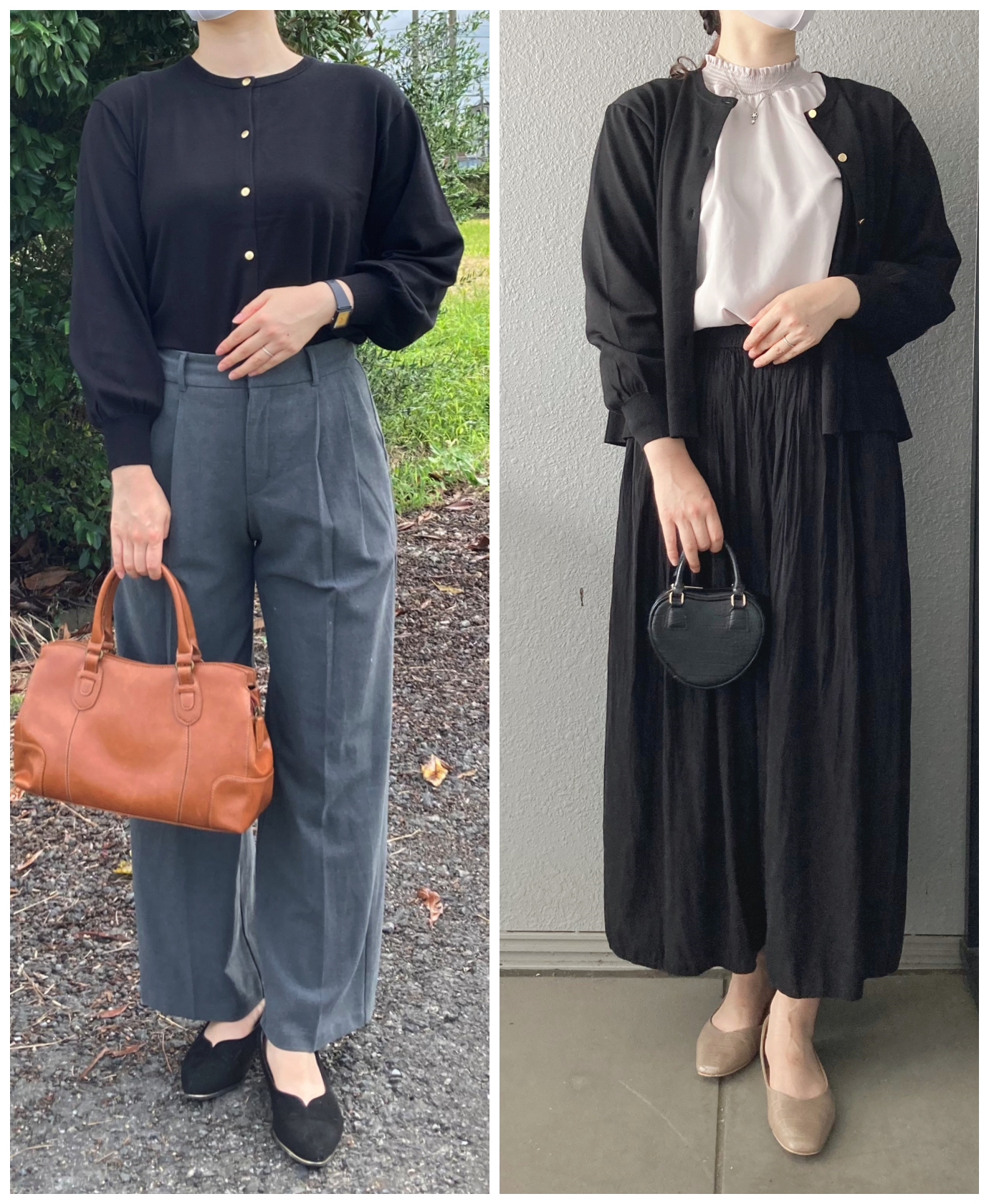 GLOBAL WORK(グローバルワーク)のオススメのカーディガン「洗えるクルーカーディガン/MATINEE LINE」のコーディネート