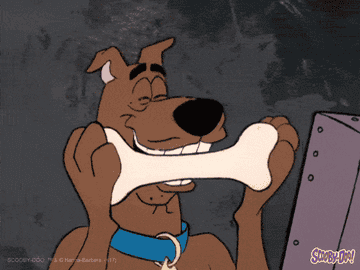 Scooby Doo chomping on a bone