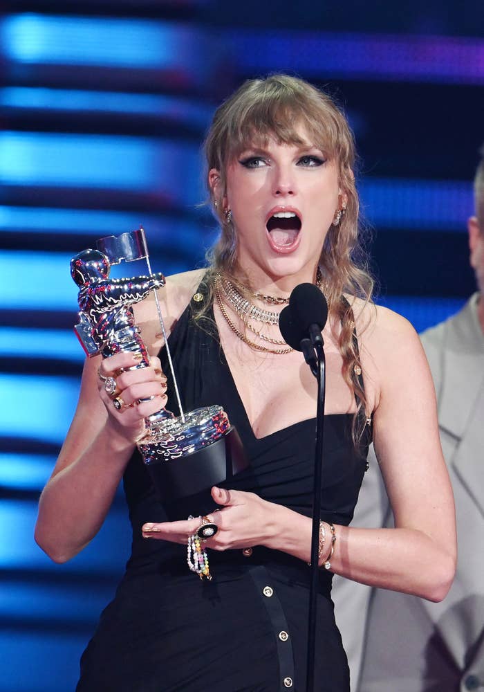 closeup of taylor in shock accepting an award