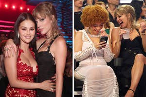 Taylor Swift with Selena side by side with her and Ice Spice