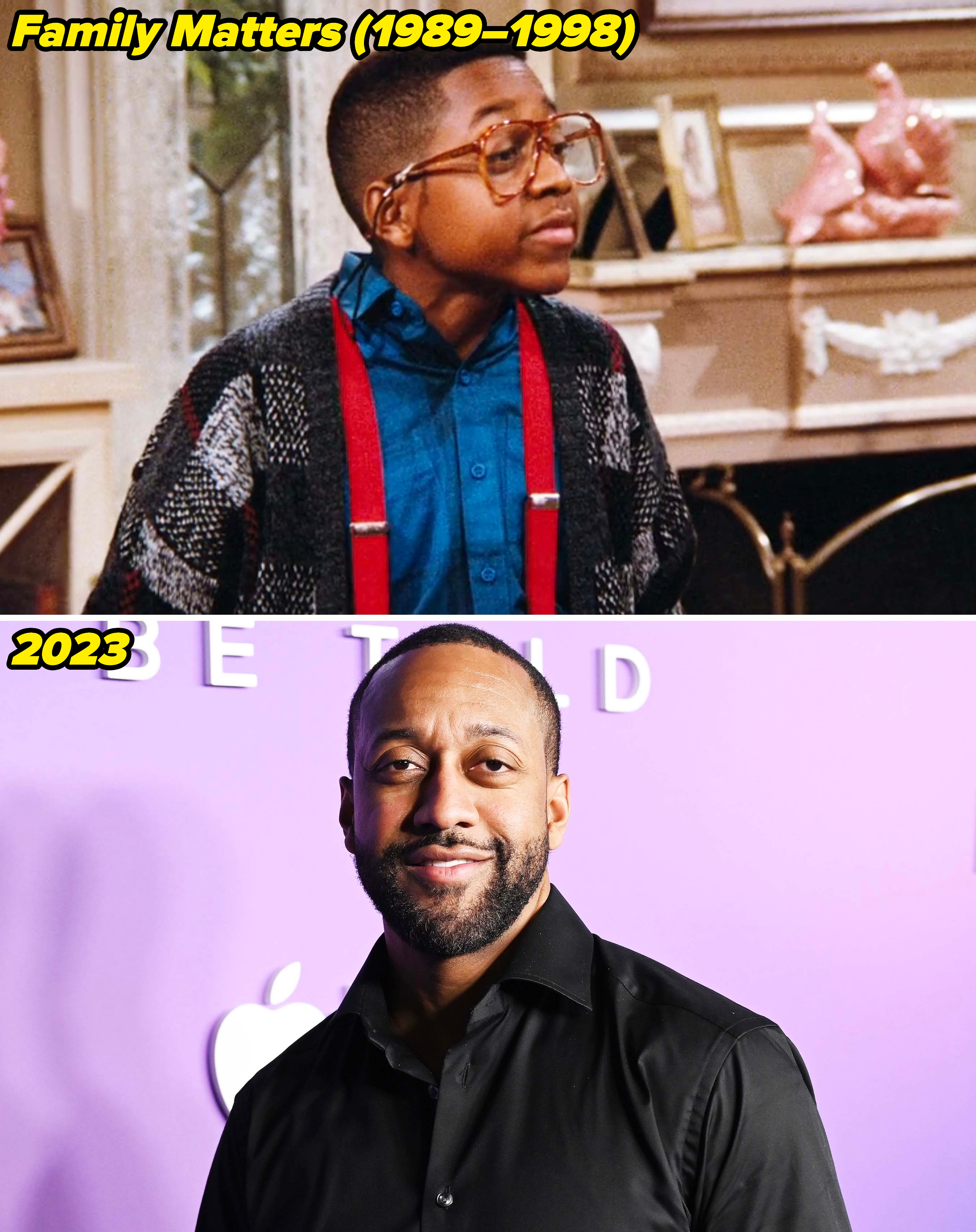 Jaleel in Family Matters from 1989–1998 and at a media event in 2023