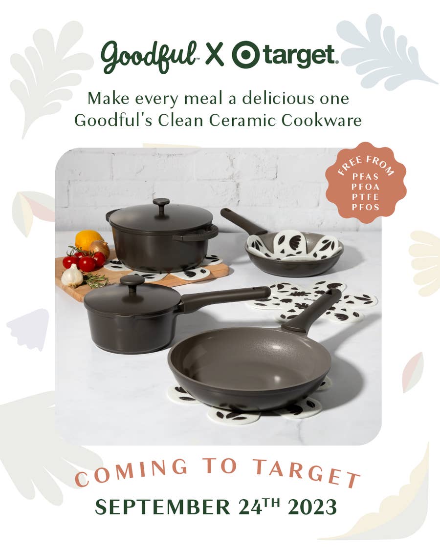 Goodful 10pc Cast Aluminum, Ceramic Cookware Set Cream : Target