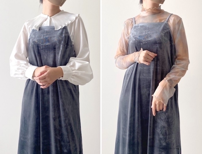 GU（ジーユー）のおすすめワンピース「ベロアキャミソールワンピースQ」