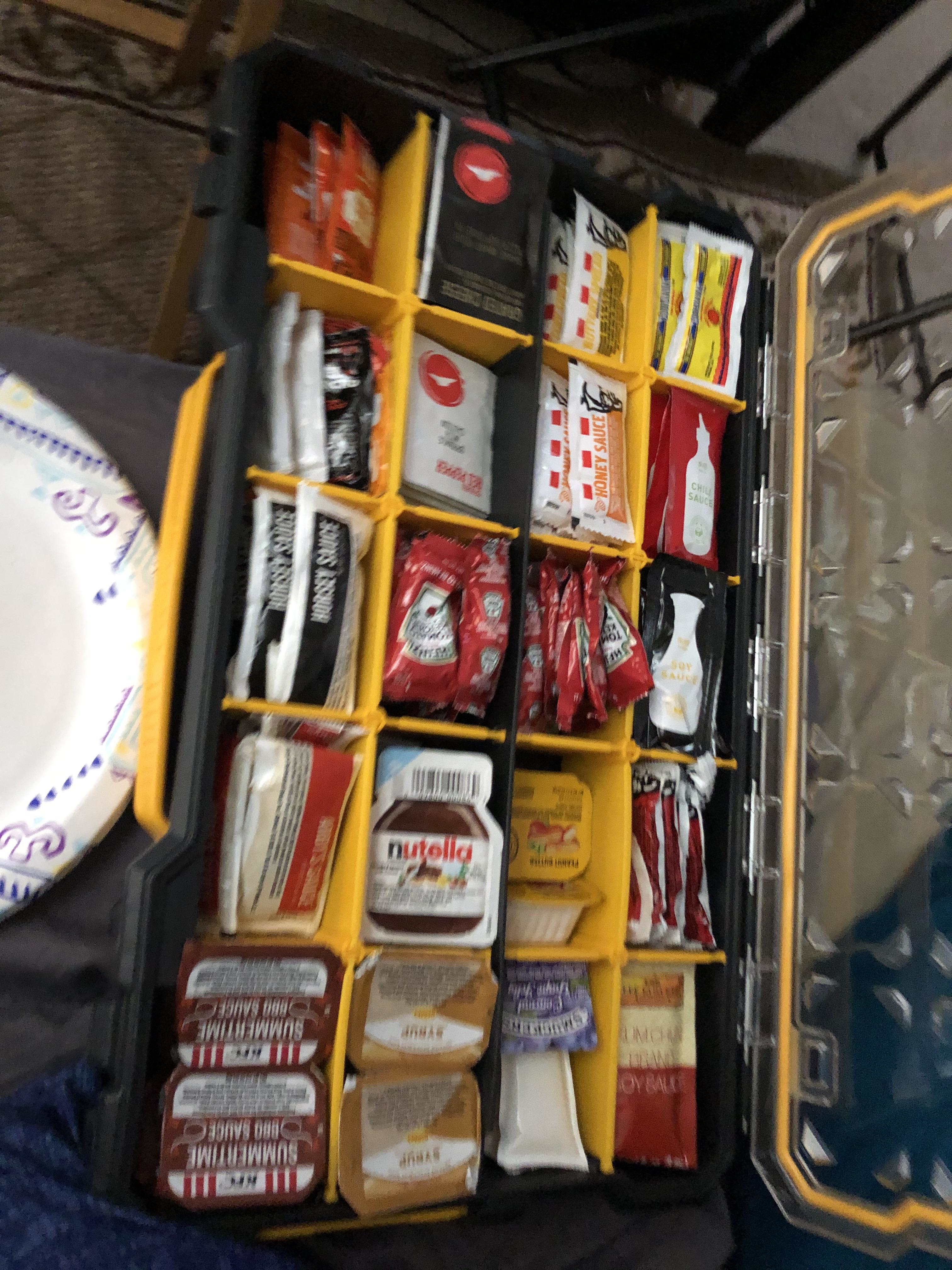 tool box case full of sauces