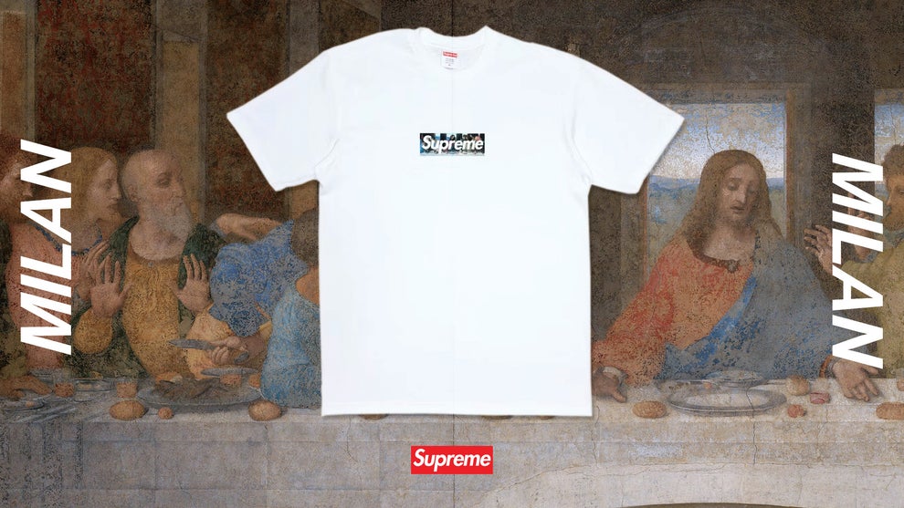 LOUIS VUITTON SUPREME Supreme box logo tops Short sleeve T-shirt cotton  White