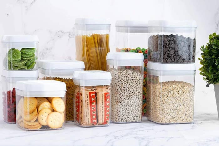 The containers containing dry ingredients and snacks