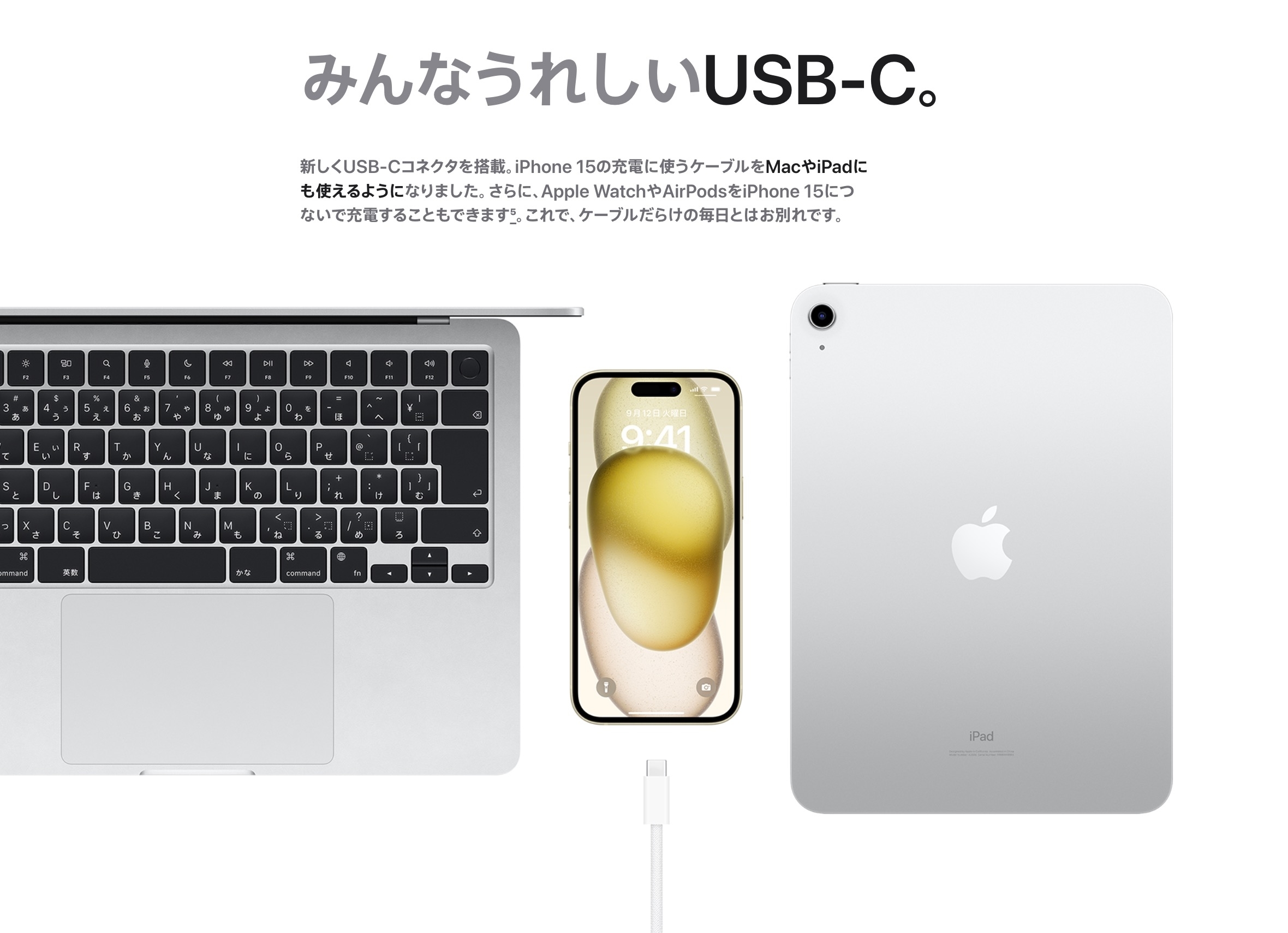 ケーブルだらけの毎日になってたのはお前のせい」iPhone15の宣伝文句に