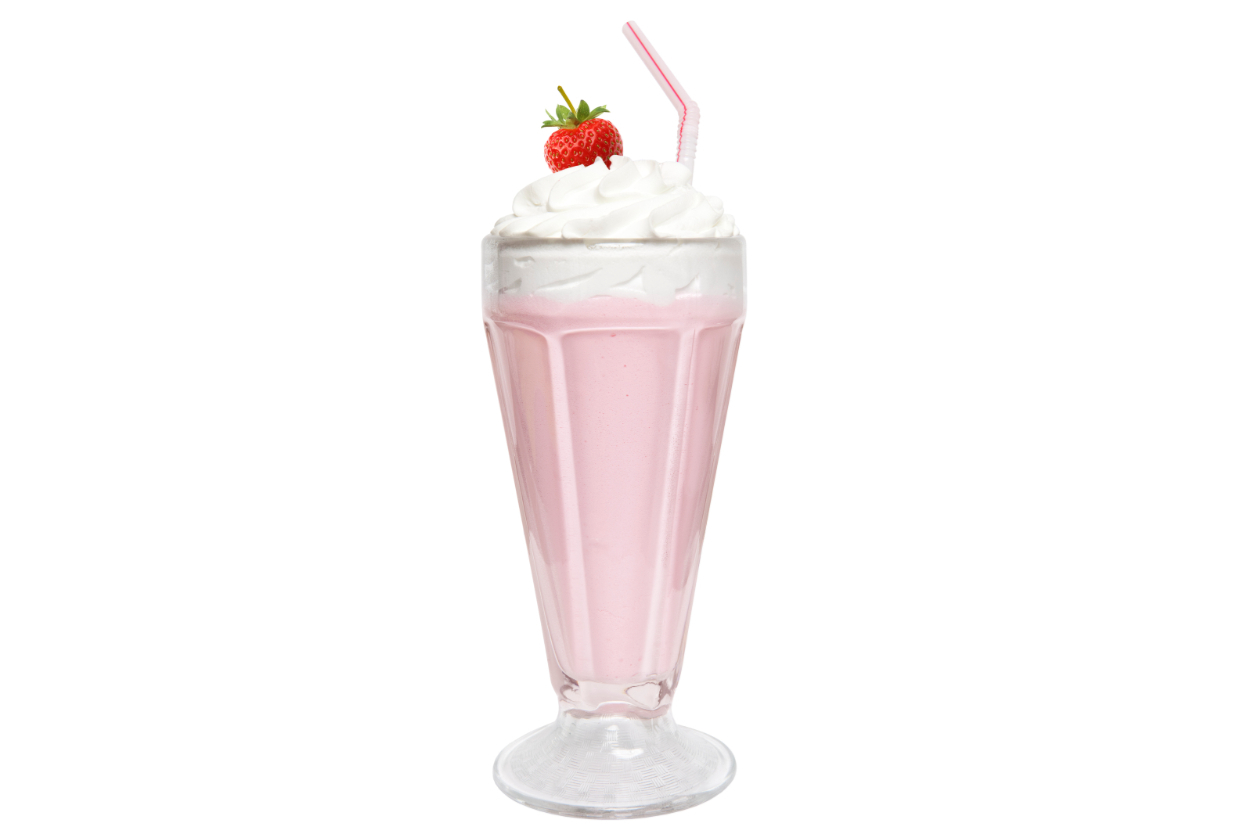 A pink milkshake