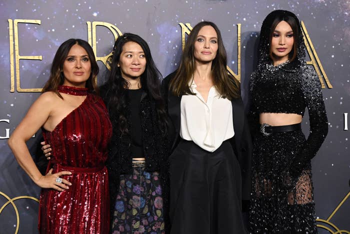 salma and angelina with their eternals cast