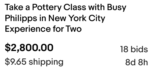 Take a pottery class with Busy Philipps in New York City experience for two for $2,800