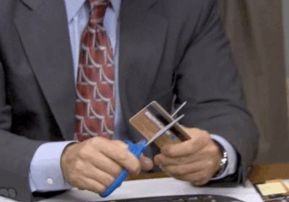 Michael Scott cutting up his credit card in &quot;The Office&quot;