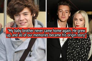 Harry Styles in 2010 vs Harry with his sister Gemma