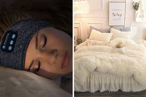 headphones and duvet cover 