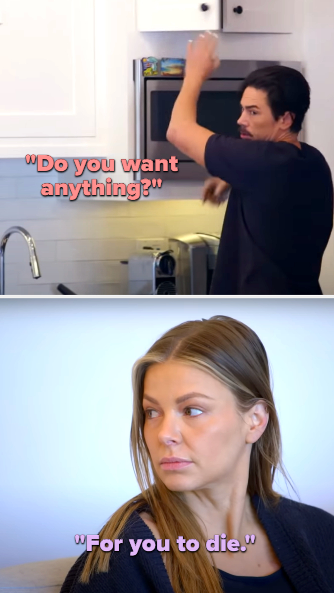 tom asks ariana if she wants anything from the kitchen and she answers, for you to die