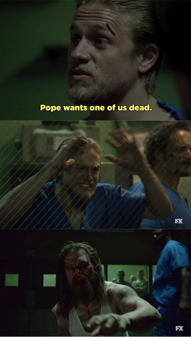 character saying, pope wants one of us dead