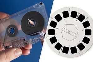 Cassette tape and view disk 