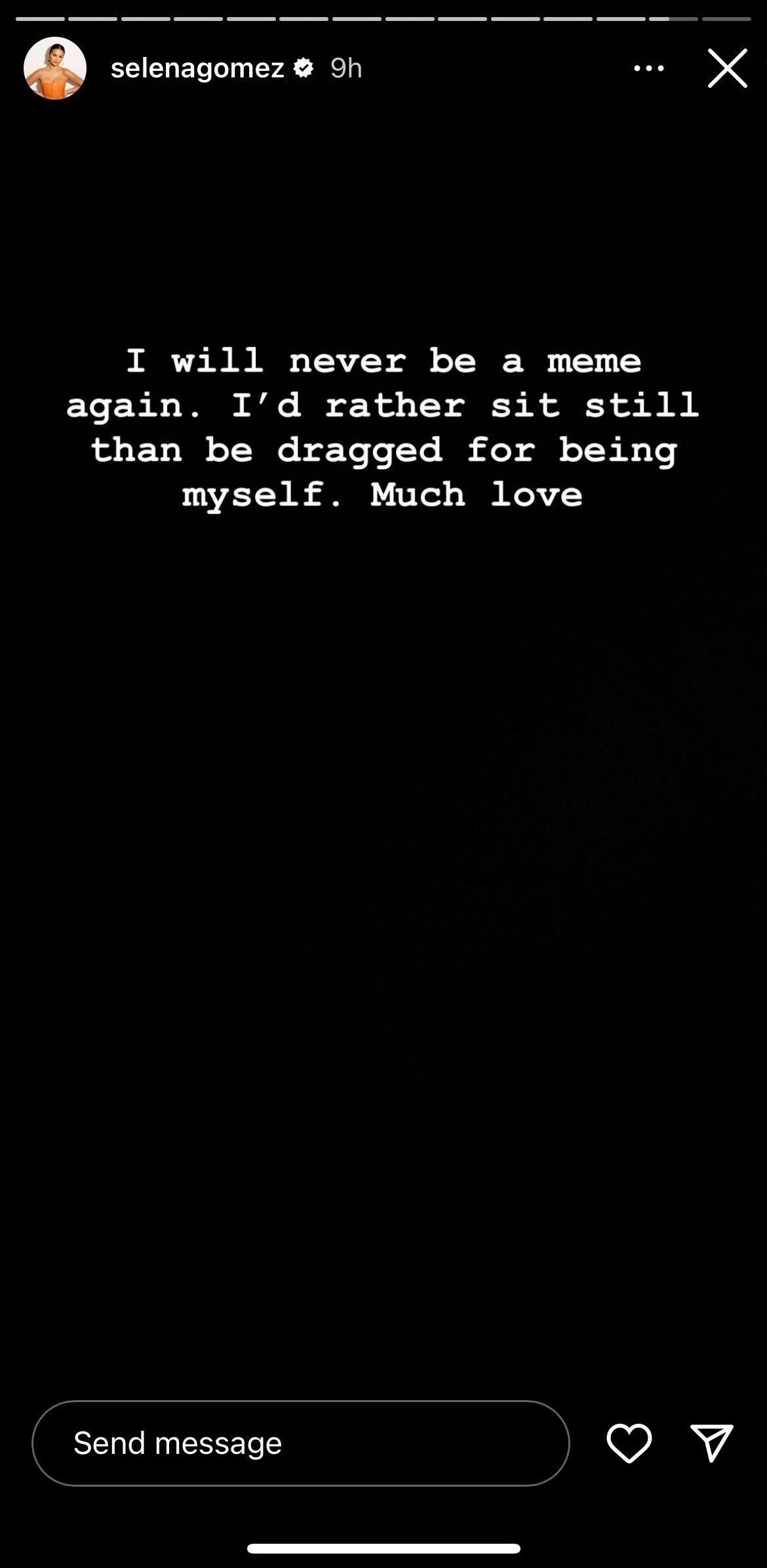 Her IG story message: &quot;I will never be a meme again; I&#x27;d rather sit still than be dragged for being myself; much love&quot;