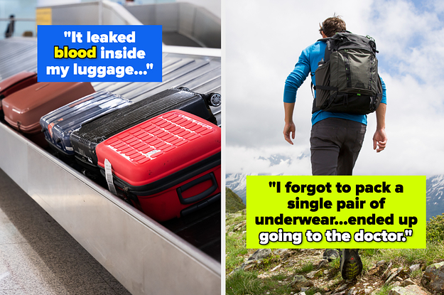 luggage on a carousel and someone hiking
