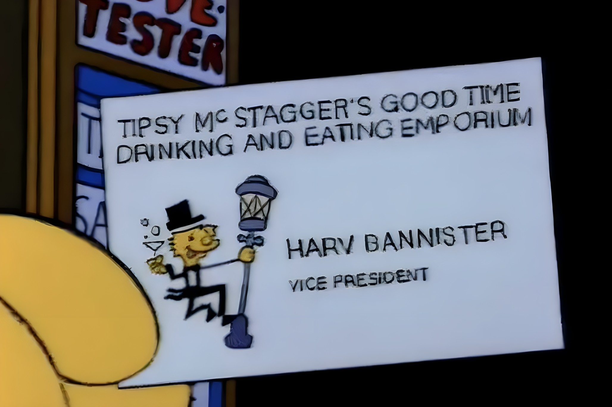 business card on a cartoon