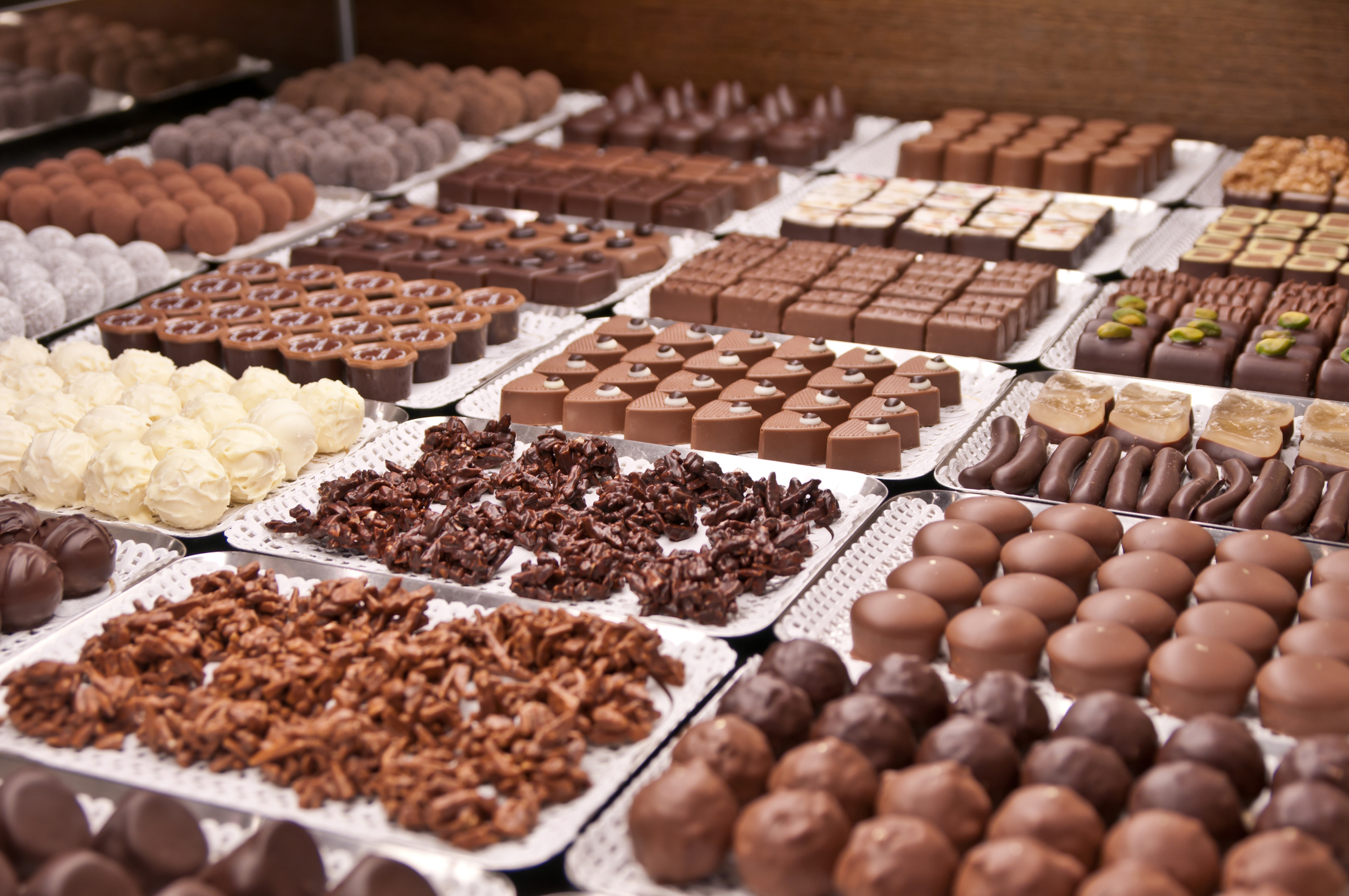 Trays of chocolate treats