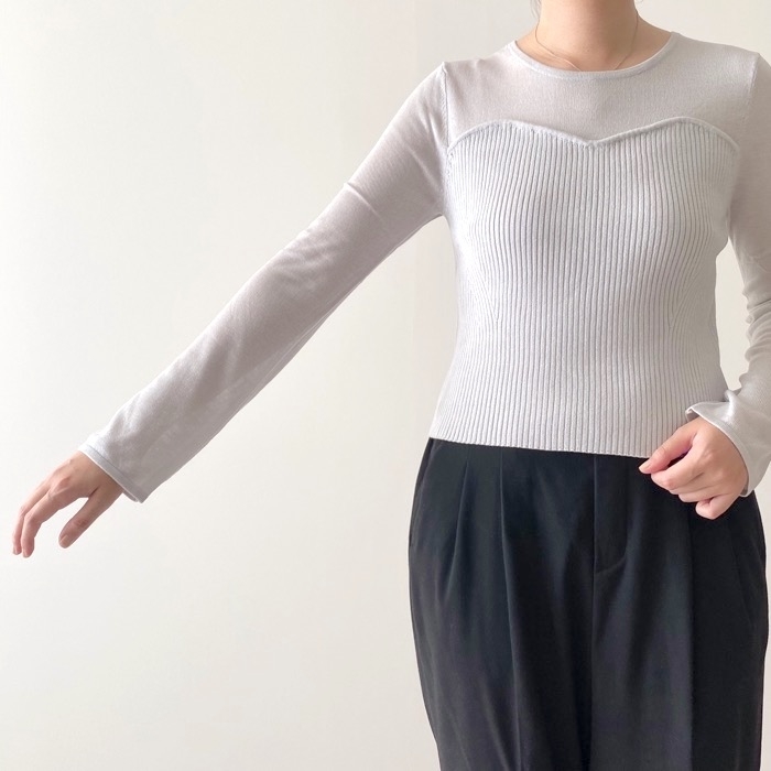 GUのオススメの商品「シアーコンビネーションセーター（長袖）Q+E」