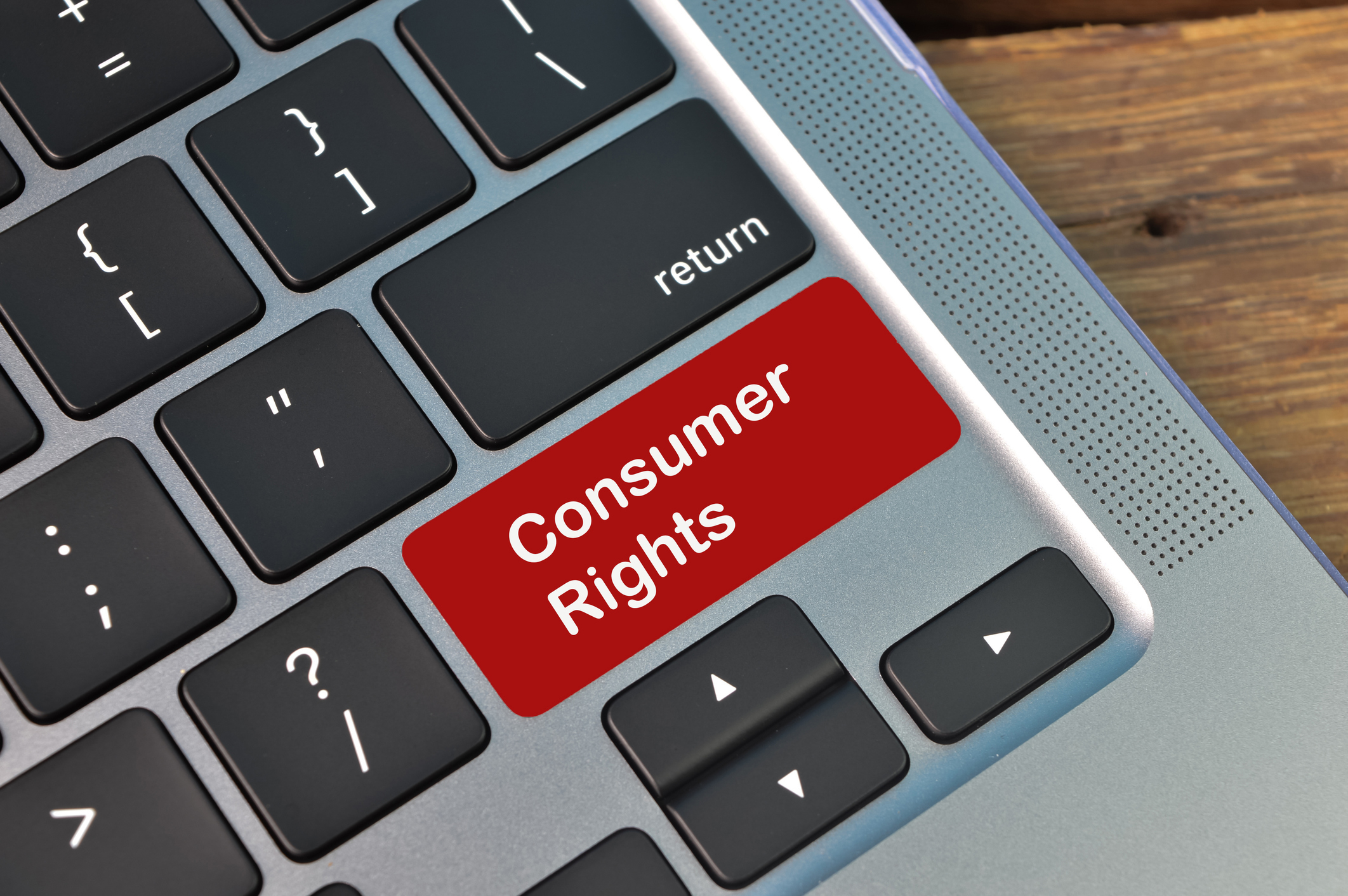 A keyboard with a &quot;consumer rights&quot; key