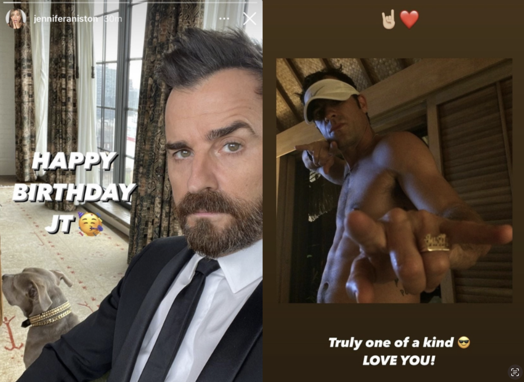 Birthday posts for Justin from Jennifer saying happy birthday JT and truly one of a kind love you