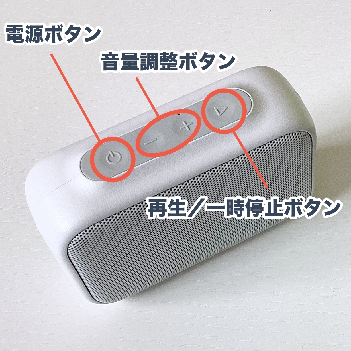DAISO(ダイソー)のおすすめ音楽機器「ブルートゥーススピーカー(WS001、ホワイト)」