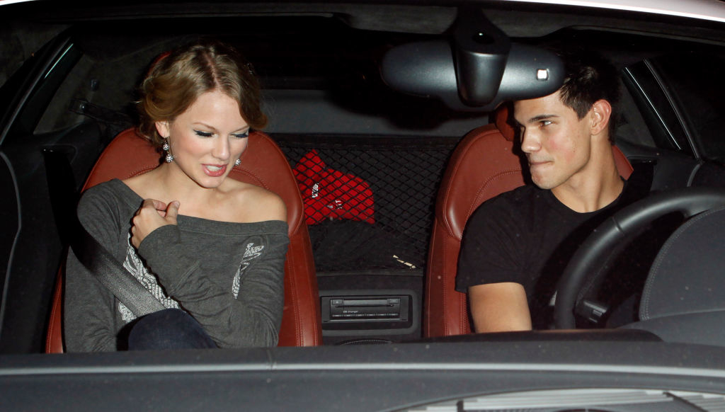 Taylor Swift in a car with Taylor Lautner