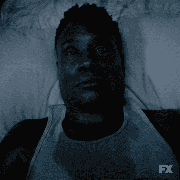 guy waking up in a sweat