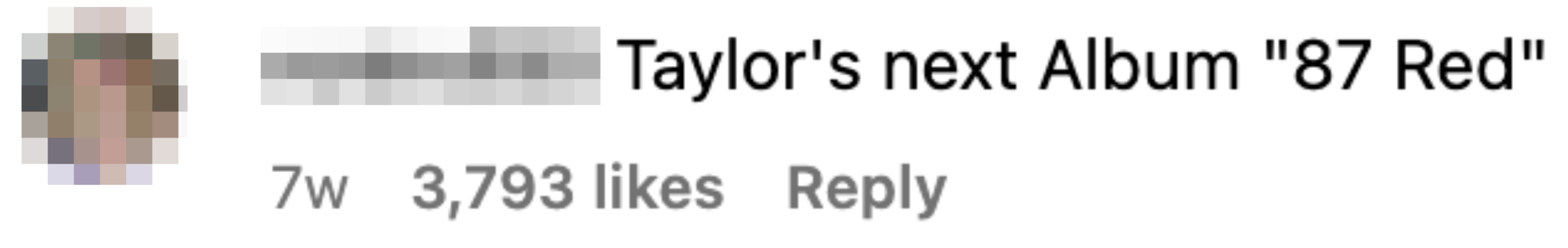 "Taylor's next Album '87 Red'"