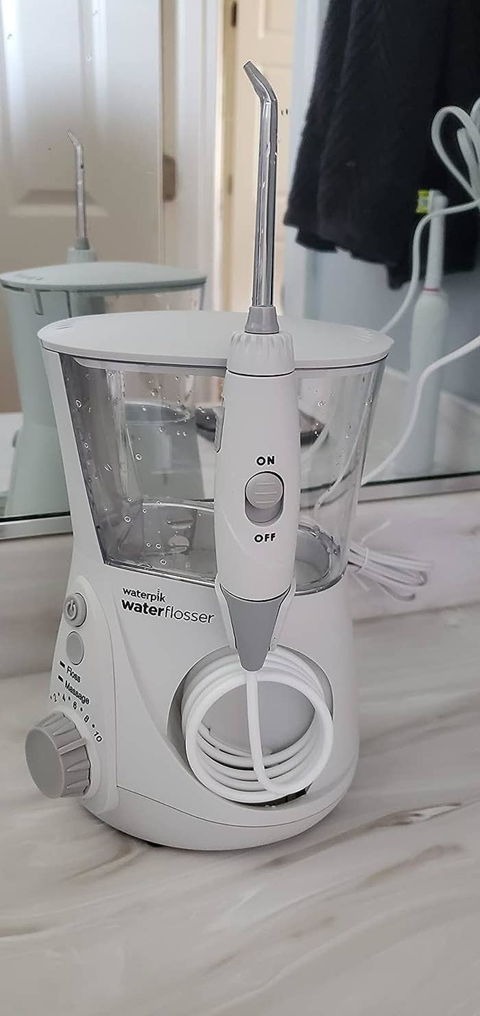 Reviewer&#x27;s photo of the Waterpik in the color White