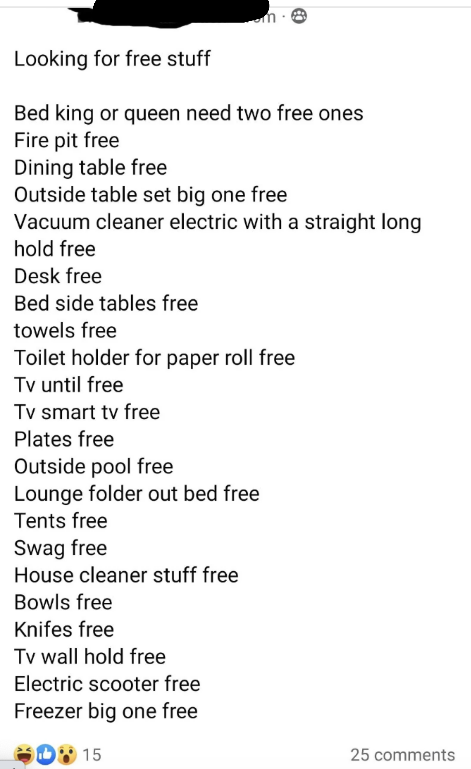 &quot;Looking for free stuff&quot;