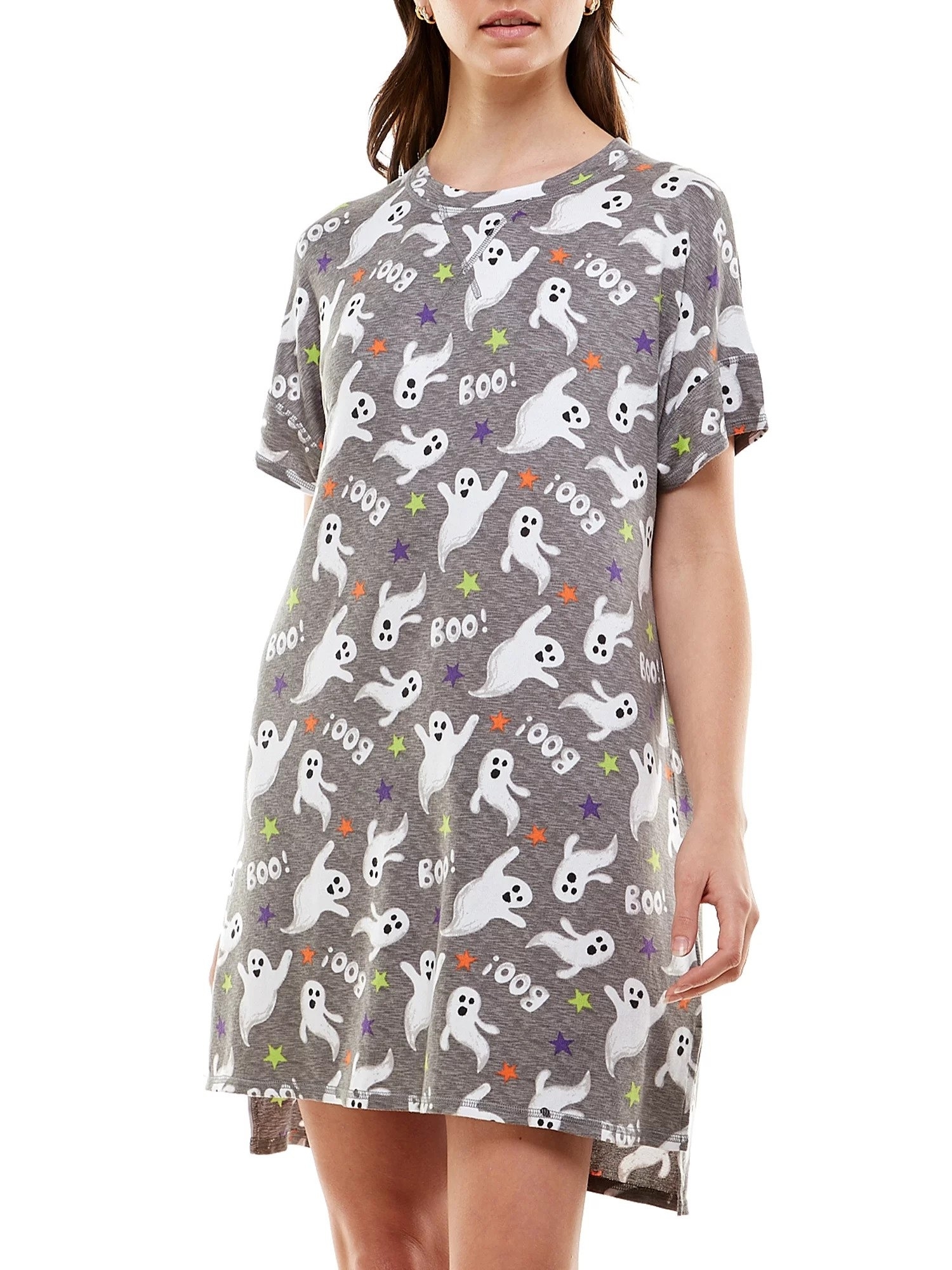 The gray sleep shirt featuring a playful ghost pattern