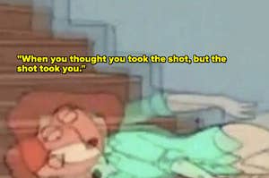 Louis from Family Guy passed out on the floor