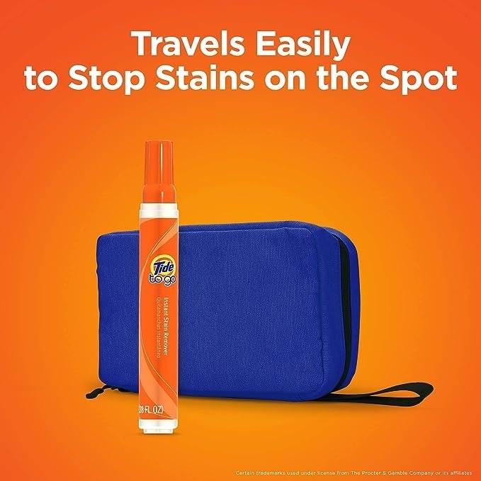 To-go pen. Text reads travels easily to stop stains on the spot