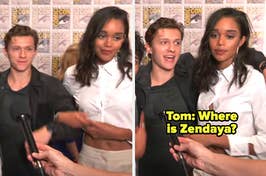 Tom Holland subtly rejecting Laura Harrier and asking where Zendaya is