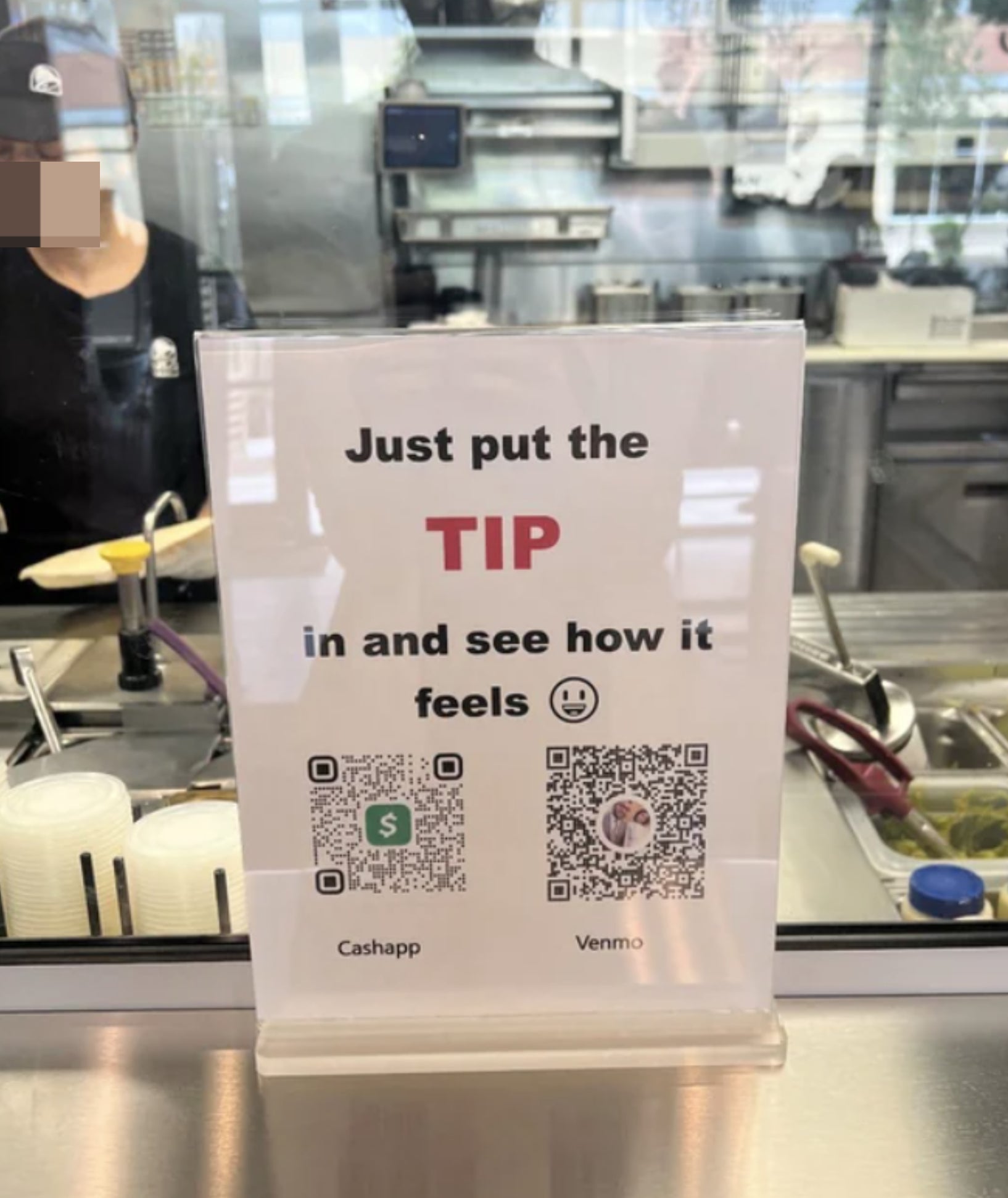 The sign at the counter says "just put the tip in and see how it feels"