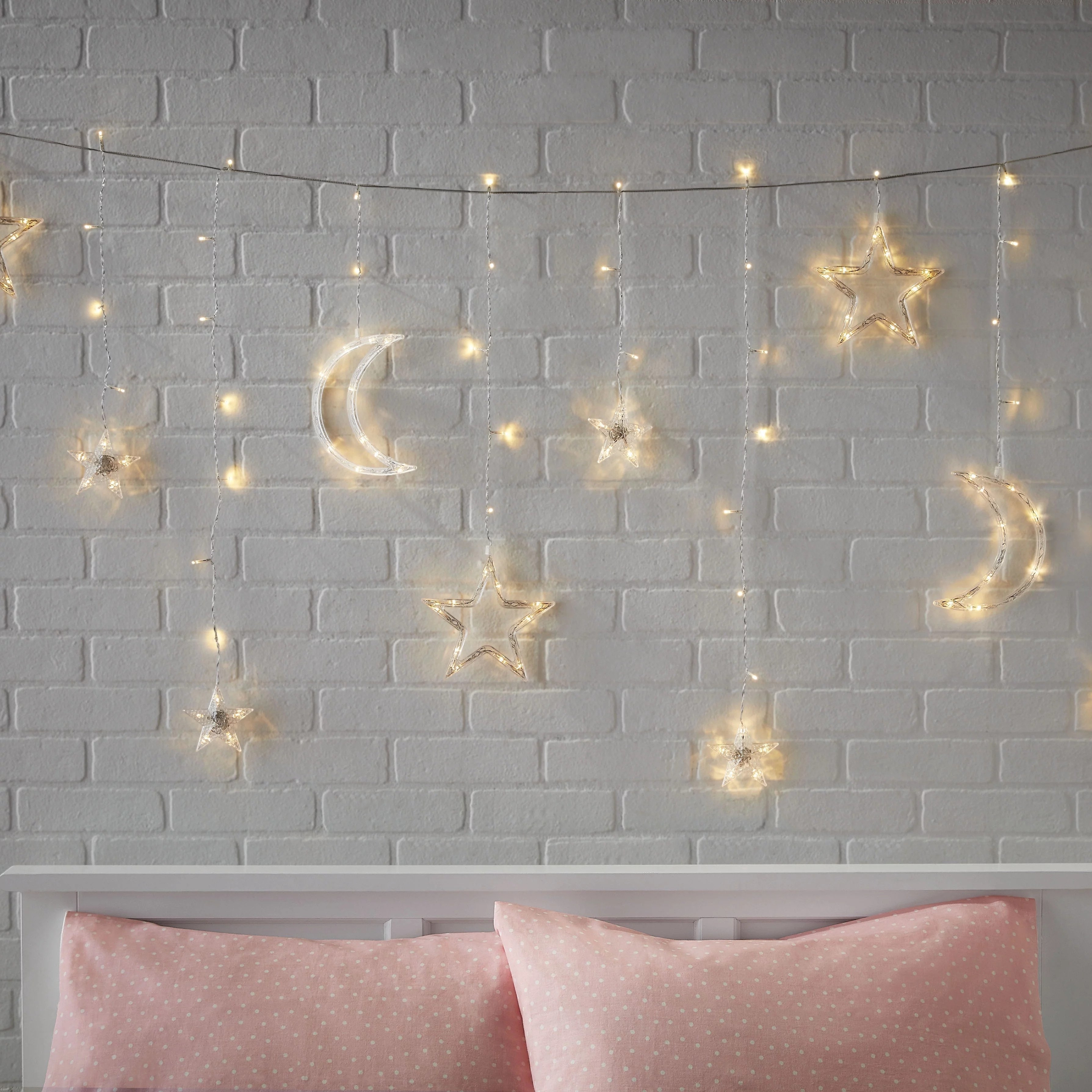 The lights in a stars and moons design