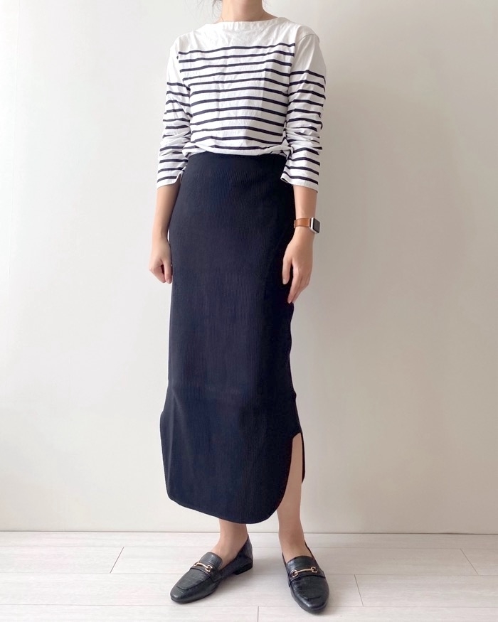 UNIQLO（ユニクロ）のおすすめスカート「3Dスフレヤーンリブサイドスリットスカートスムース」