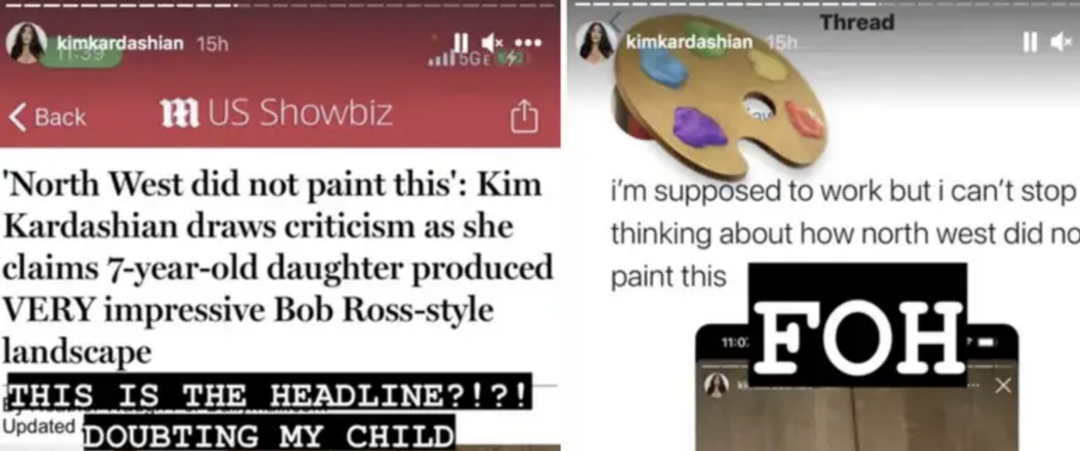 Screenshot of Kim's Instagram story