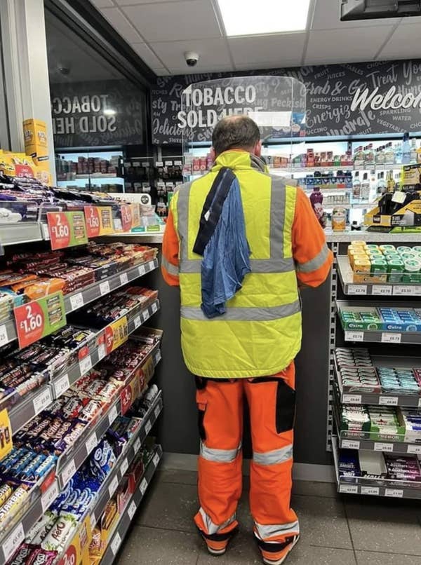 A man with underwear on his back