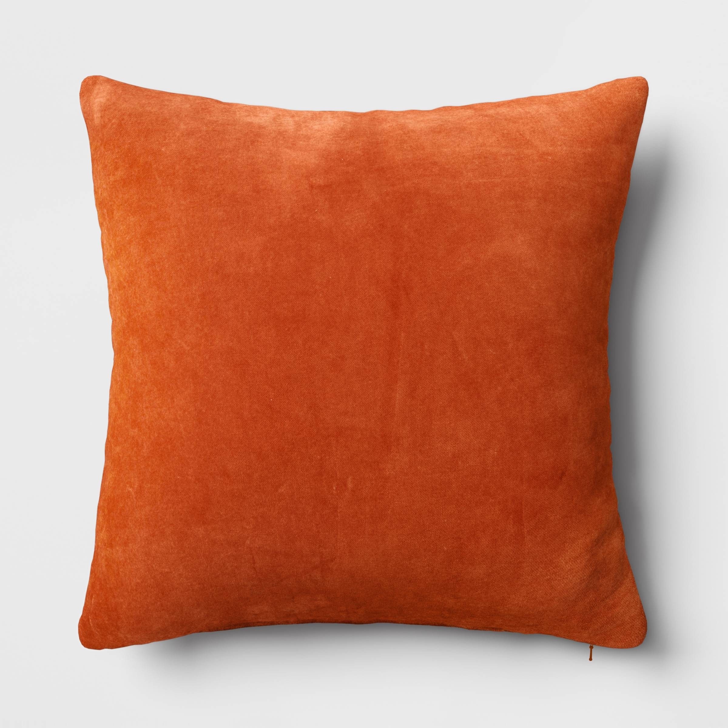 the orange velvet square pillow