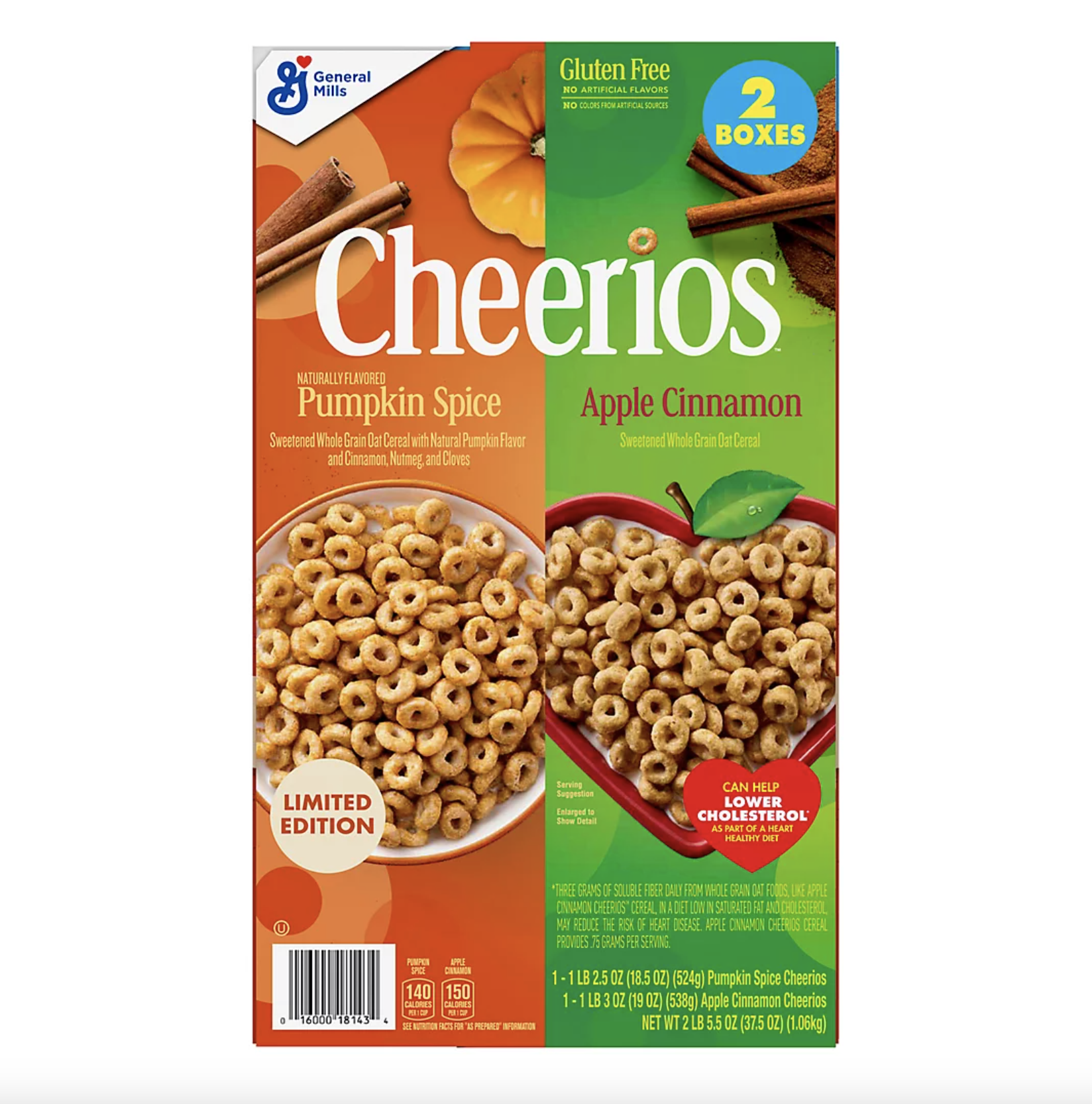 Product image of 2-pack of pumpkin spice and apple cinnamon Cheerios